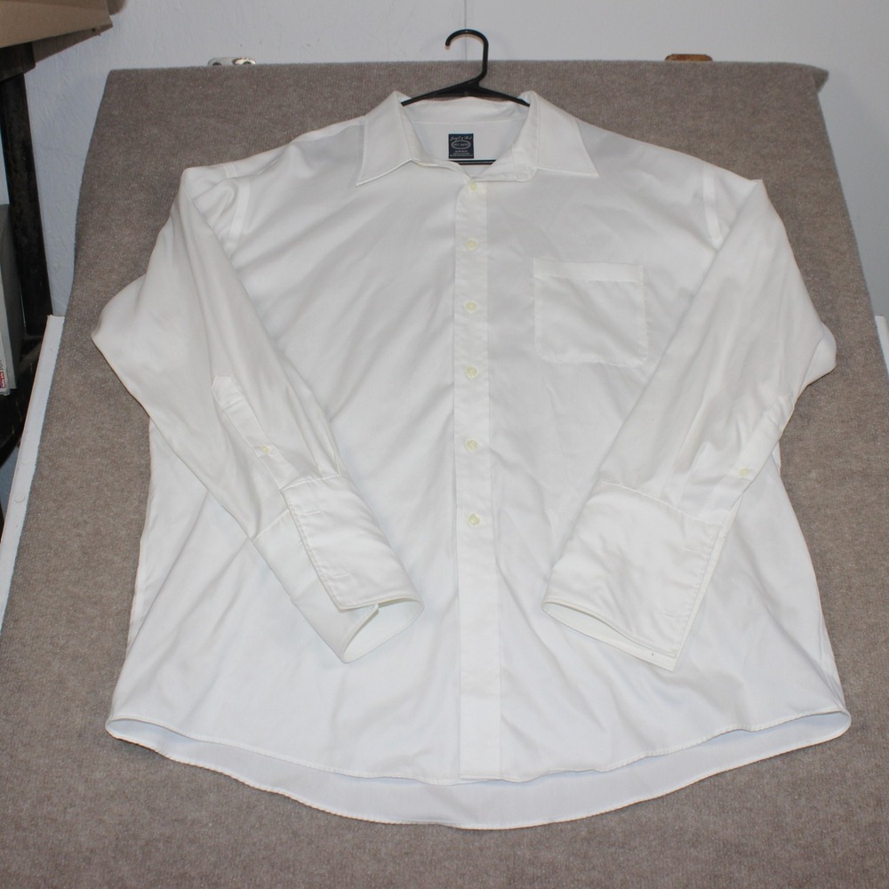 Joseph & Feiss Mens White Non Iron Dress Shirt 18.5 34/35 Cotton Button Down
